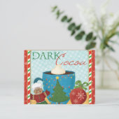 Rood kerstbekertje met Creamy Cocoa Feestdagenkaart (Staand voorkant)