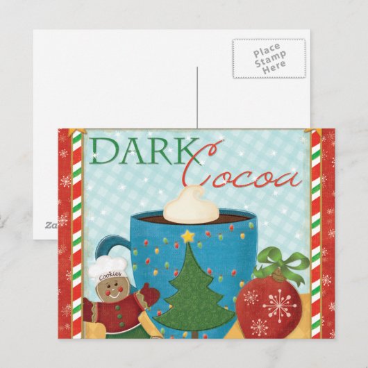 Rood kerstbekertje met Creamy Cocoa Feestdagenkaart (Voorkant / Achterkant)