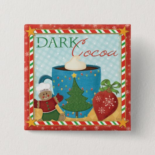 Rood kerstbekertje met Creamy Cocoa Vierkante Button 5,1 Cm (Voorkant)