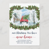 Rood kerstBoerderij Truck Rustic Moving Aankondiging (Voorkant)