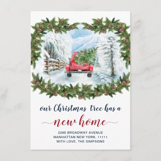  Rood kerstBoerderij Truck Rustic Moving Aankondiging (Voorkant)