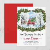  Rood kerstBoerderij Truck Rustic Moving Aankondiging (Voorkant / Achterkant)