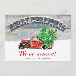  Rood kerstBoerderij Truck Rustic Moving Aankondiging