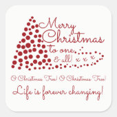 Rood kerstboom, feestvierkant sticker (Voorkant)