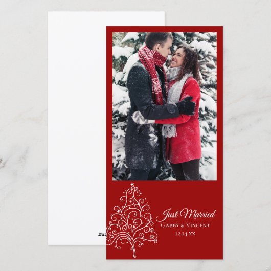 Rood kerstboom gewoon gehuwde koninklijke foto feestdagenkaart (Voorkant / Achterkant)