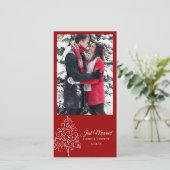Rood kerstboom gewoon gehuwde koninklijke foto feestdagenkaart (Staand voorkant)