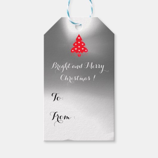 ROOD KERSTBOOM KERSTFEEST WIT CADEAULABEL (Voorkant)