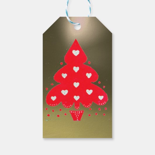 ROOD KERSTBOOM KERSTFEEST WIT CADEAULABEL (Achterkant)