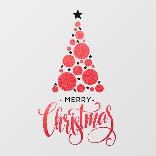 Rood kerstboomfeest: feestdag raamsticker (Vel)