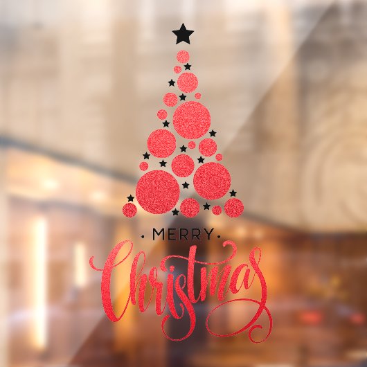 Rood kerstboomfeest: feestdag raamsticker (Vel 2)