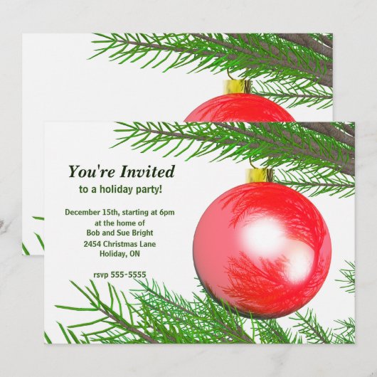 Rood kerstboomfeest kaart (Voorkant / Achterkant)