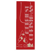 Rood kerstboomfeest wijn cadeautas (Voorkant)