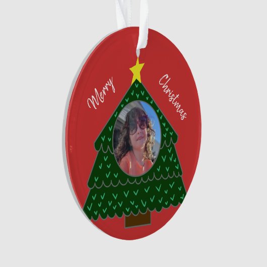 Rood kerstboomfotoornament ornament (voorkant)