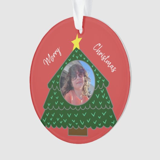 Rood kerstboomfotoornament ornament (voorkant)