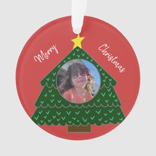 Rood kerstboomfotoornament ornament (voorkant)