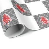 Rood kerstboomkerstmis Gecontroleerde ontwerpfeest Cadeaupapier (Rol Hoek)