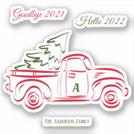 Rood kerstboommodel Gemonogram Sticker