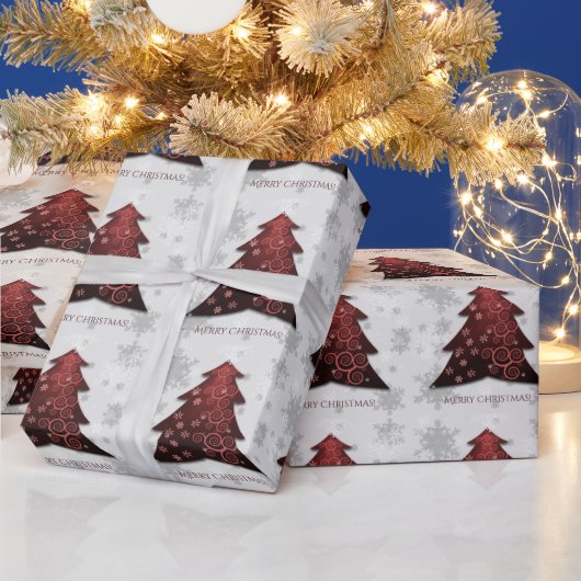 Rood kerstboompapier met rode kerstboom cadeaupapier (Feestdagen)