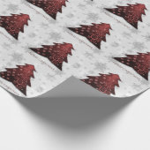 Rood kerstboompapier met rode kerstboom cadeaupapier (Hoek)