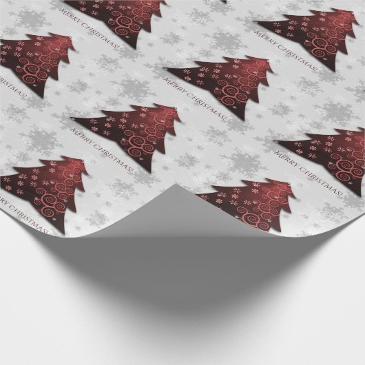 Rood kerstboompapier met rode kerstboom cadeaupapier (Hoek)