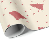 Rood kerstboompatroon | Minimaal handgetekend Cadeaupapier (Rol Hoek)