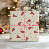 Rood kerstboompatroon | Minimaal handgetekend Cadeaupapier