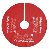 Rood kerstboomrok met Santa sleigh ride Kerstboom Rok (Voorkant)