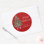 Rood kerstboomrood - etiket grote sticker (Envelop)