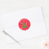 Rood kerstboomrood met rode stier ronde sticker (Envelop)