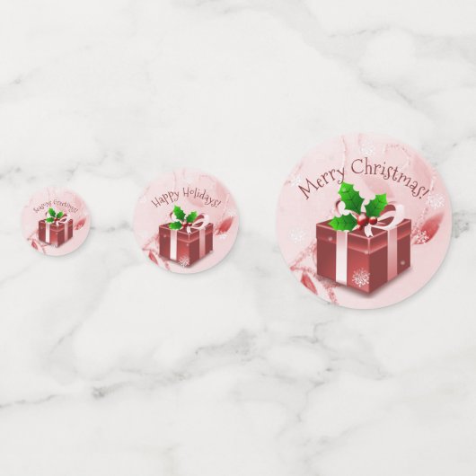 Rood kerstcadeau Confetti (Achterkanten)