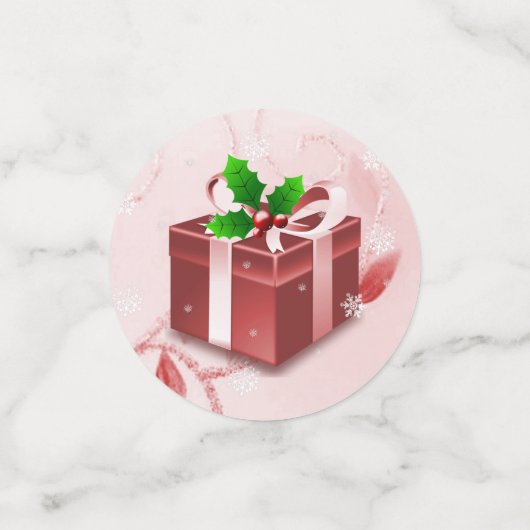 Rood kerstcadeau Confetti (Kleine voorkant)