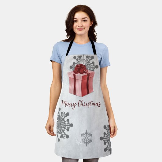 Rood kerstcadeau-feestdag Schort (Gedragen)