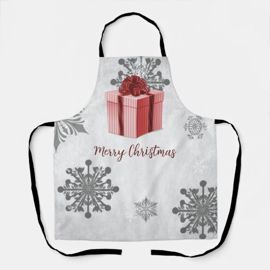 Rood kerstcadeau-feestdag Schort (Voorkant)