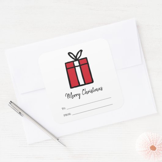 Rood kerstcadeau-feestdag Sticker (Envelop)
