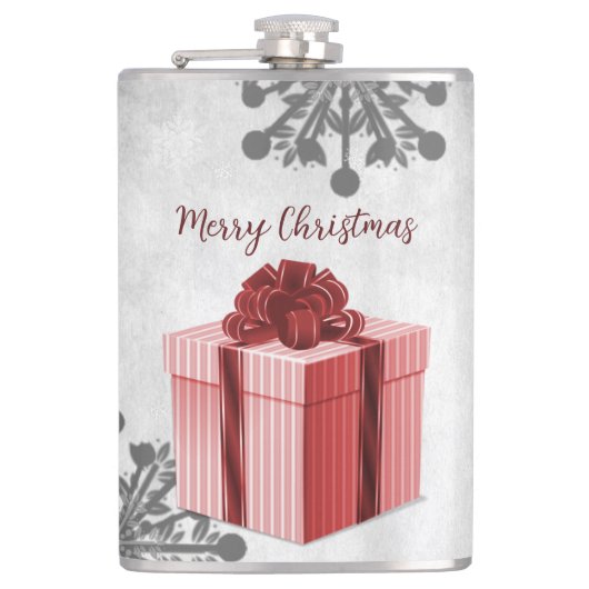 Rood kerstcadeau feestmaal heupfles (Voorkant)