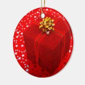 Rood kerstcadeau keramisch ornament (Links)