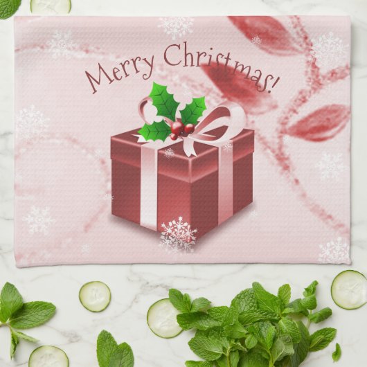 Rood kerstcadeau keukenhanddoek (Gevouwen)