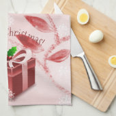 Rood kerstcadeau keukenhanddoek (Quarter Fold)