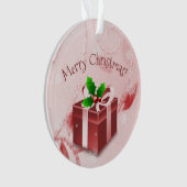 Rood kerstcadeau Ornament (voorkant)