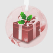 Rood kerstcadeau Ornament (achterkant)
