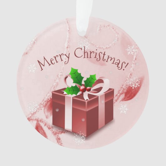 Rood kerstcadeau Ornament (voorkant)