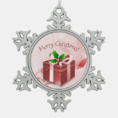 Rood kerstcadeau Ornament (Voorkant)