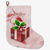 Rood kerstcadeau stoppen grote kerstsok (Voorkant)