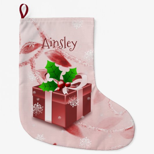 Rood kerstcadeau stoppen grote kerstsok (Voorkant)