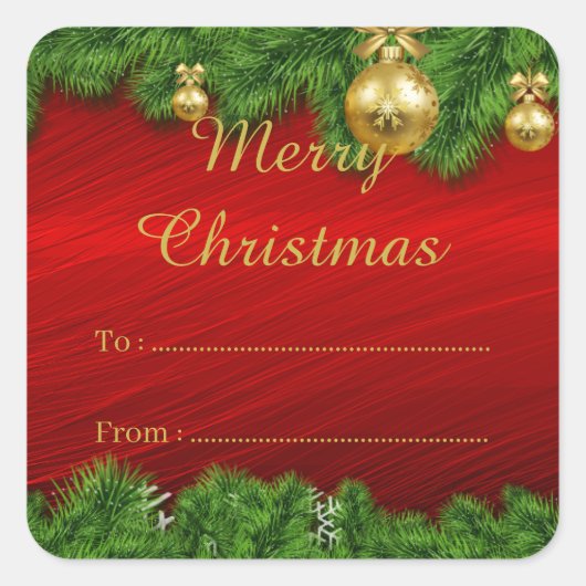 Rood kerstcadeau vanaf de Sticker op het etiket (Voorkant)