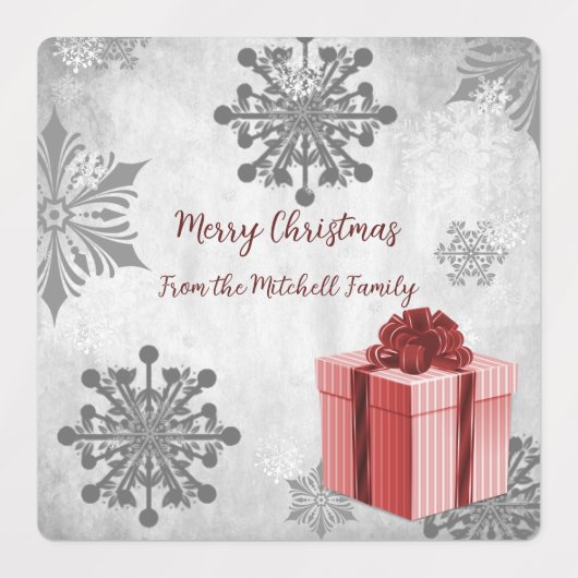 Rood kerstcadeau voor feestdagen labels (Design 2)