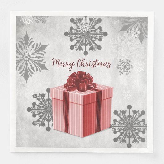 Rood kerstcadeaubericht — Napkin Servet (Voorkant)