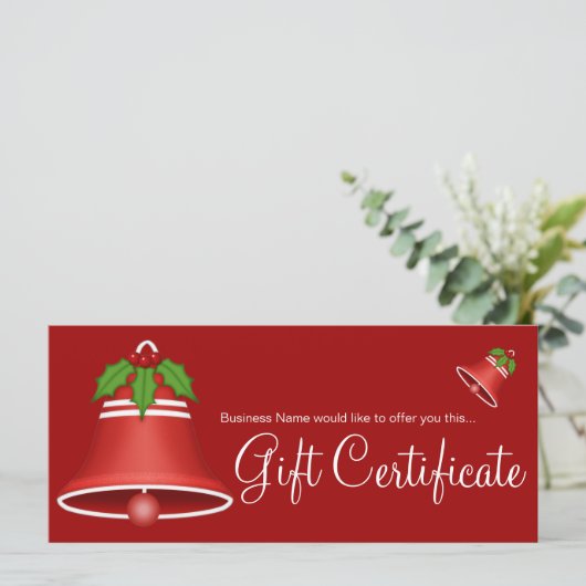  Rood kerstcadeaubon voor feestdag (Staand voorkant)