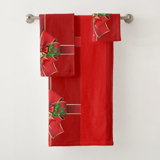 Rood kerstcadeaubonen Feestdagen keukenset Bad Handdoek (Insitu)
