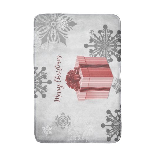 Rood kerstcadeaufeest feestdag Bath Mat (Voorkant Verticaal)